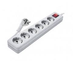 پریز شش خانه ارت دار کلید دار با مغزی پلی آمید