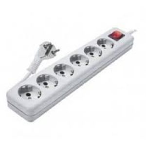 پریز شش خانه ارت دار کلید دار با مغزی پلی آمید